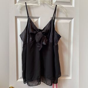 Elegant Black Chiffon and Satin Women's Top Size 3XL